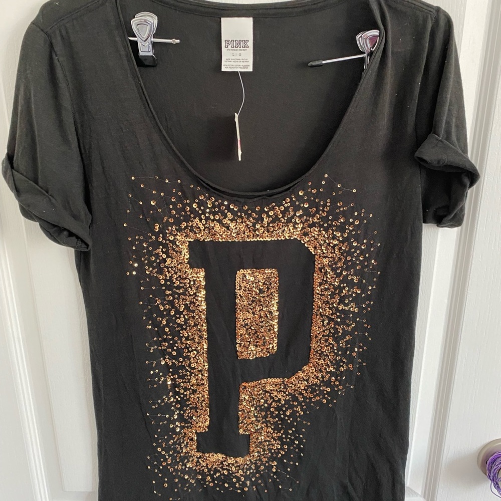 NWT Vintage PINK Black and Gold Shirt sz L